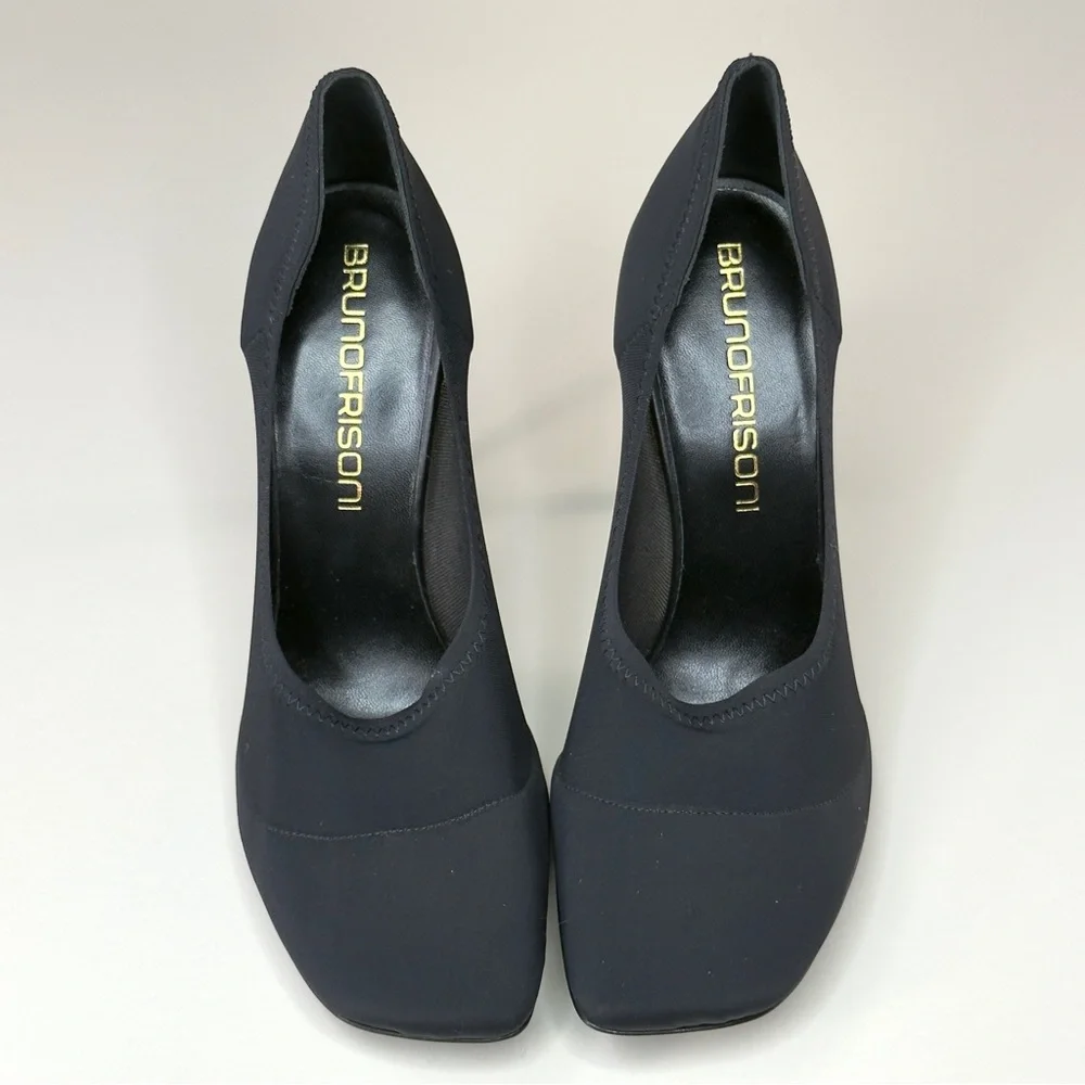 Bruno Frisoni Black Pointed Toe Stiletto Pumps 38.5 Made in Italy NWOT
